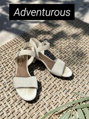 Toms, Woman, Shoes Sandals, Cream, Size 6.5, Leather, Low Heel.!